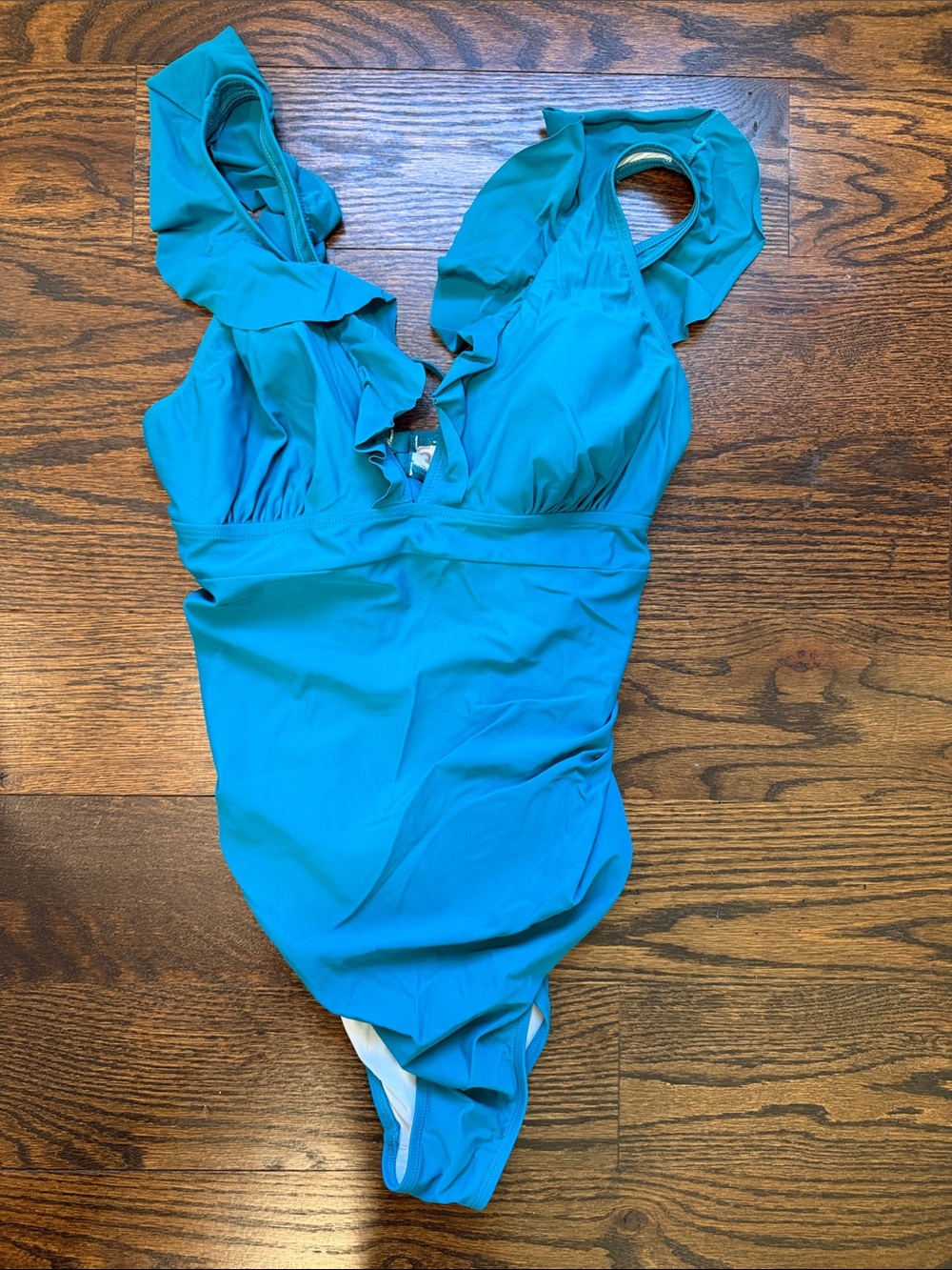 Cupshe Turquoise Ruffle-Shoulder One-Piece Swimsuit